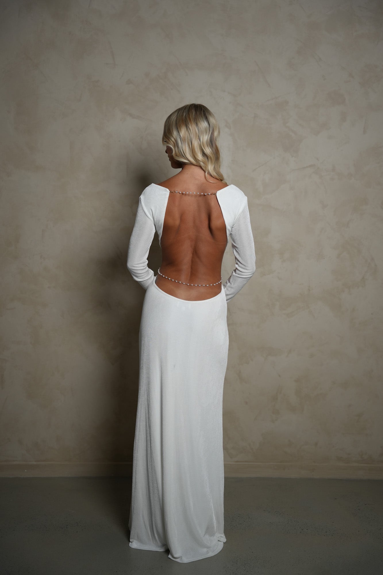 Sasha Therese Athena Mother of Pearl Maxi Dress - White