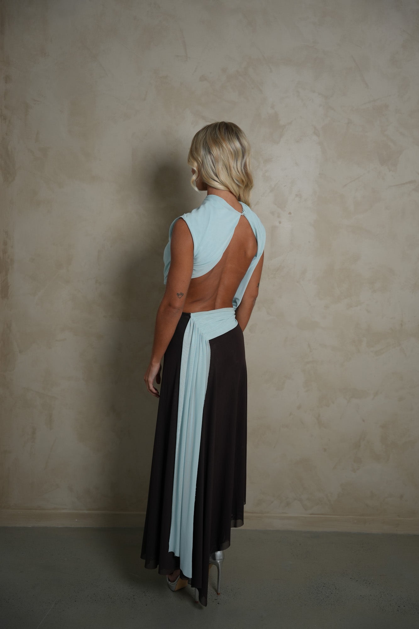 Bec and Bridge Conni Asym Midi - Blue and Brown