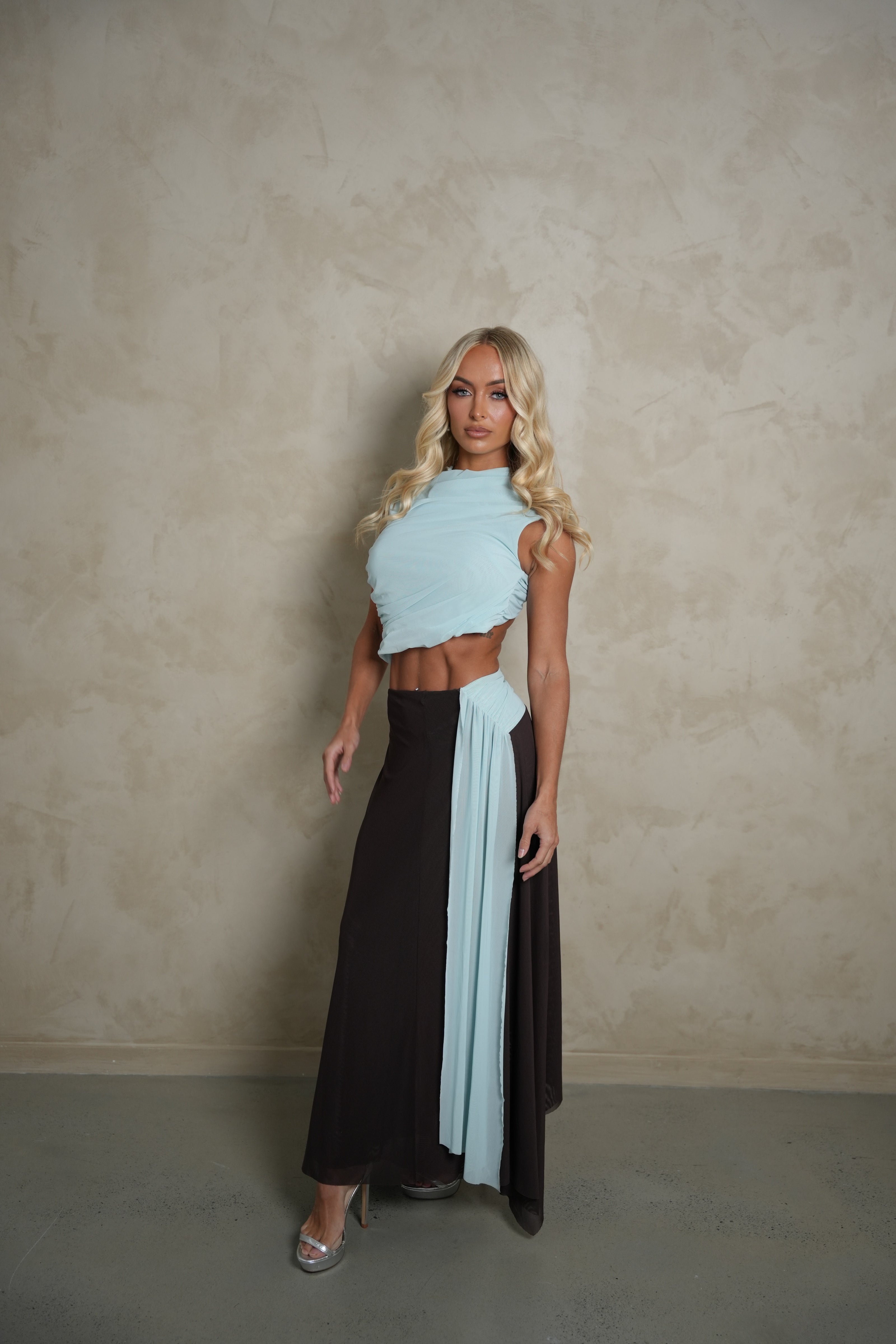 Bec and Bridge Conni Asym Midi - Blue and Brown