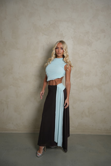 Bec and Bridge Conni Asym Midi - Blue and Brown