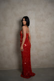 Misha Sapphire Sequin Maxi Dress - Red