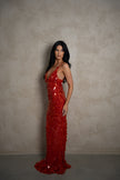 Misha Sapphire Sequin Maxi Dress - Red