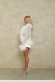 Bubish Gigi sheer feather blouse and Penelope bow short - Ivory