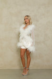 Bubish Gigi sheer feather blouse and Penelope bow short - Ivory