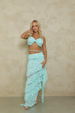 Melani The Label Joa Skirt and Aharia Crop - Aqua Lace
