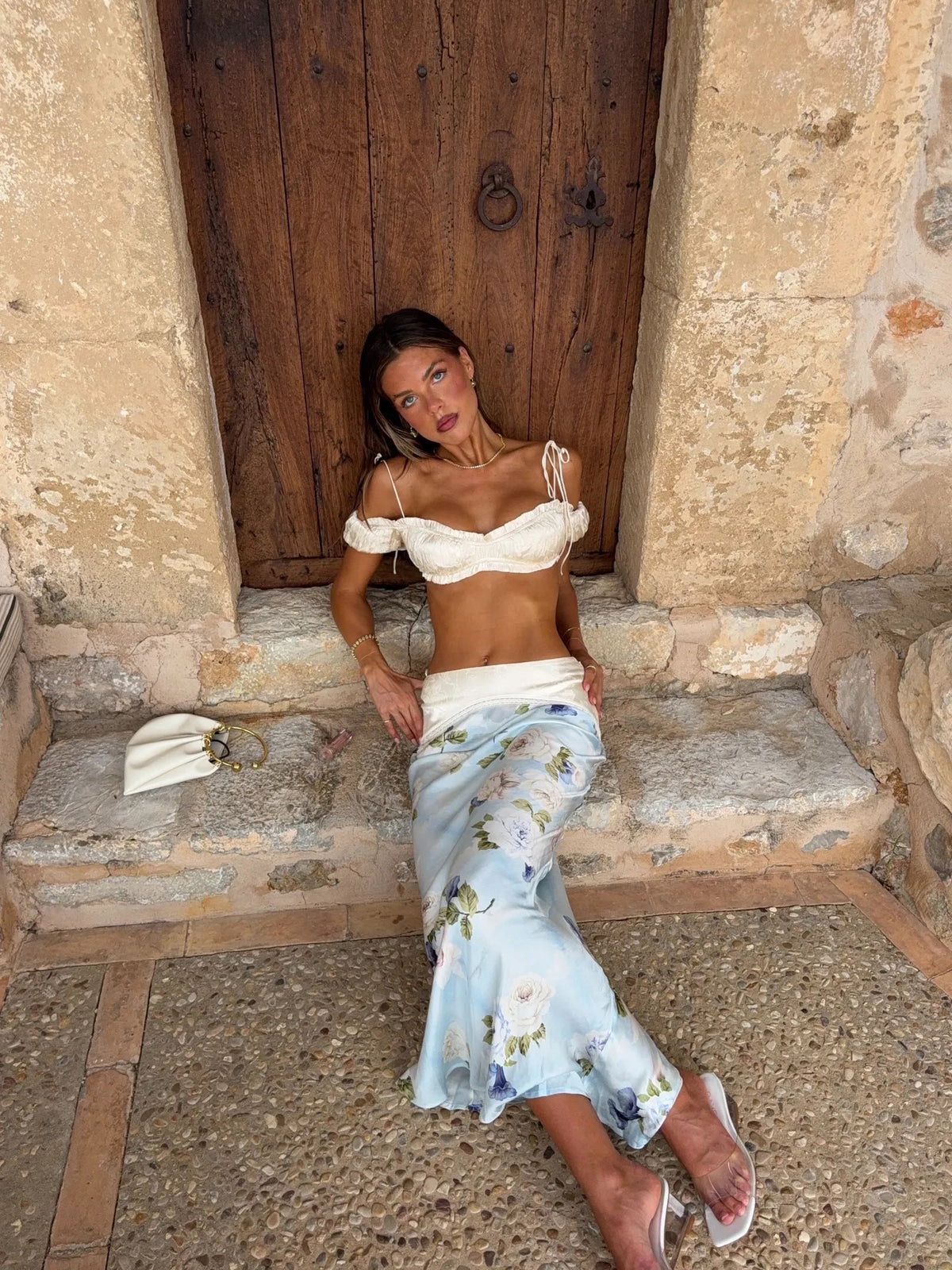 Bydee Lunessa Maxi Skirt in Sorella and Kiki Bralette in Ivorie