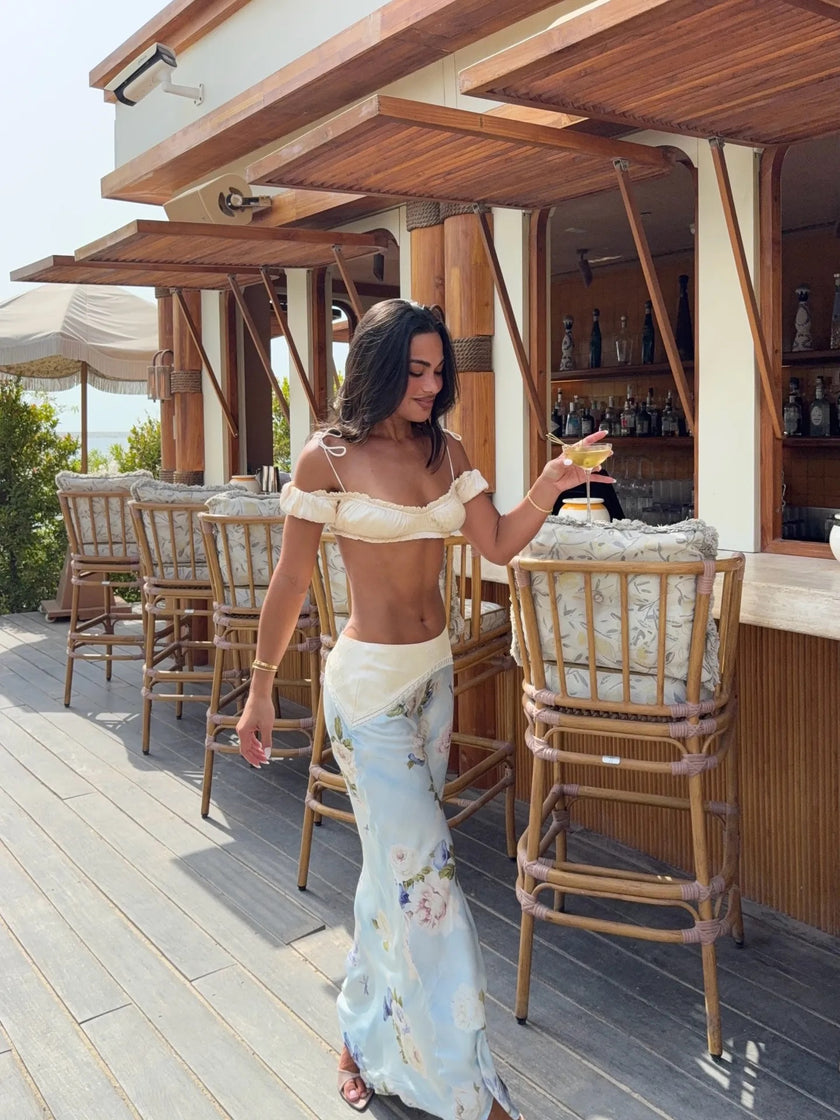 Bydee Lunessa Maxi Skirt in Sorella and Kiki Bralette in Ivorie
