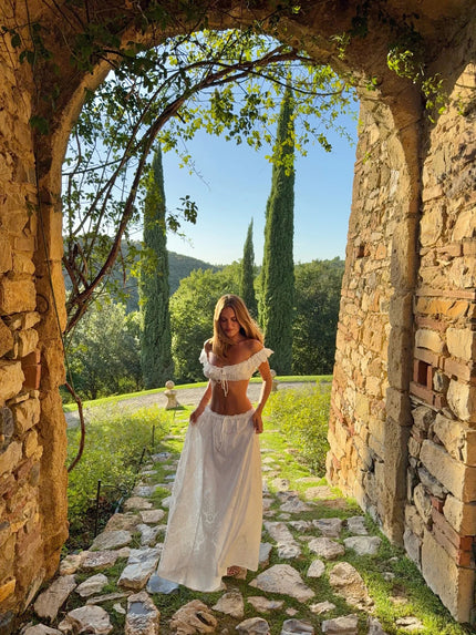 Bydee Liora Maxi Skirt and Valara Bralette in Lumiere